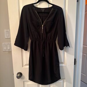 Streetwear Society Black Mini Dress with Gold Zipper